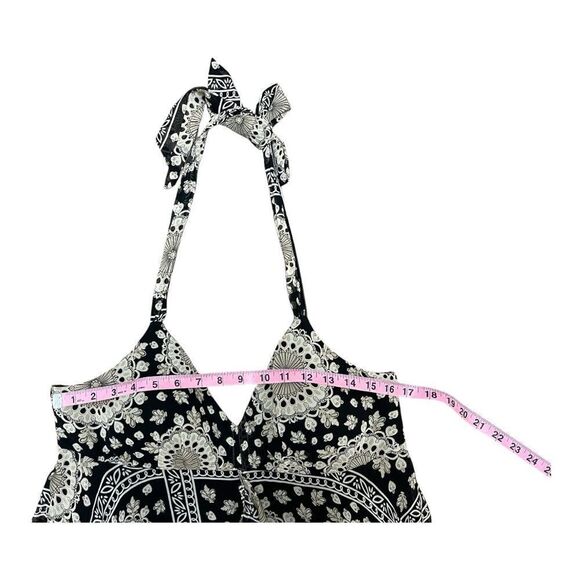 NWT INC Silk Halter Black White Cream Handkerchief Dress Size 14 Bohemian - Picture 4 of 8